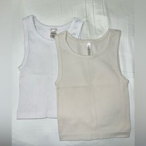 Sunday Best Aritzia White and Cream Ribbed Tank Tops